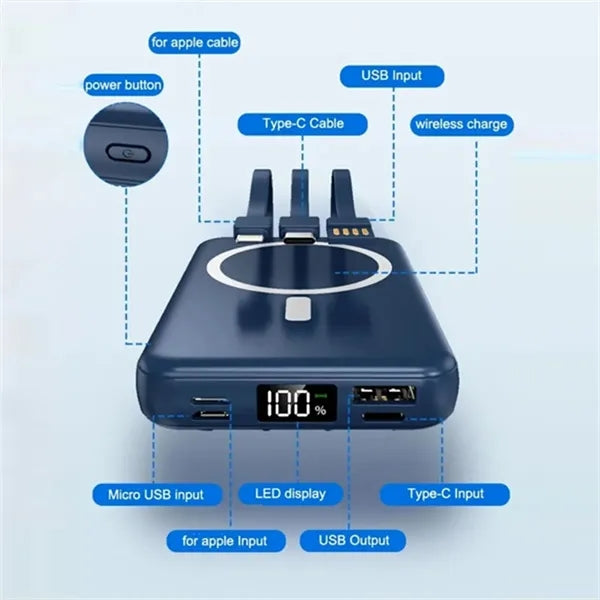 10000mAh Magnetic Wired Wireless Power Bank