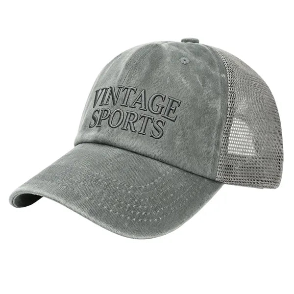 Logo Breathable Washed Cotton Mesh Cap