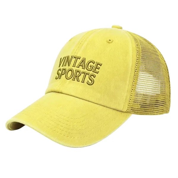 Logo Breathable Washed Cotton Mesh Cap