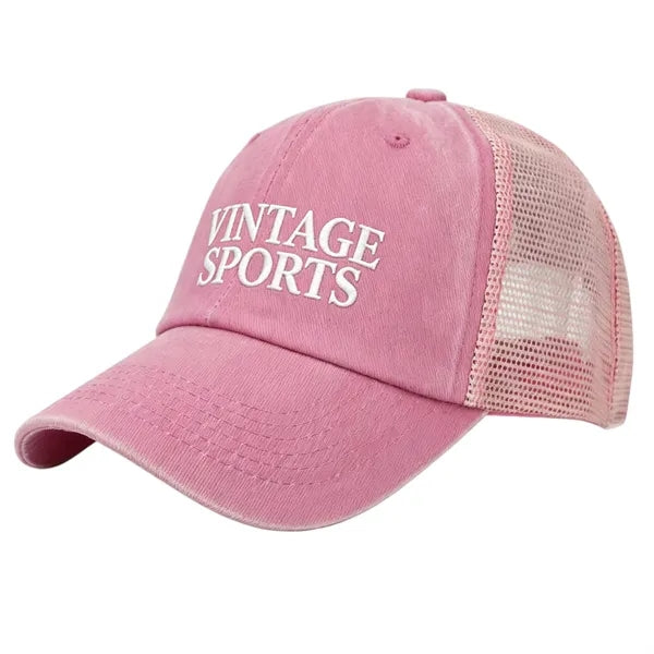 Logo Breathable Washed Cotton Mesh Cap