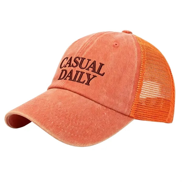 Logo Breathable Washed Cotton Mesh Cap