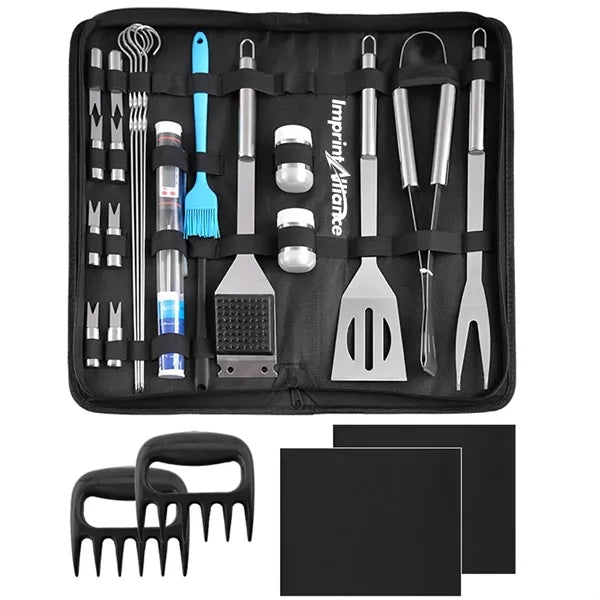 25-Piece Stainless Steel BBQ Grill Zippered Case Tool Set