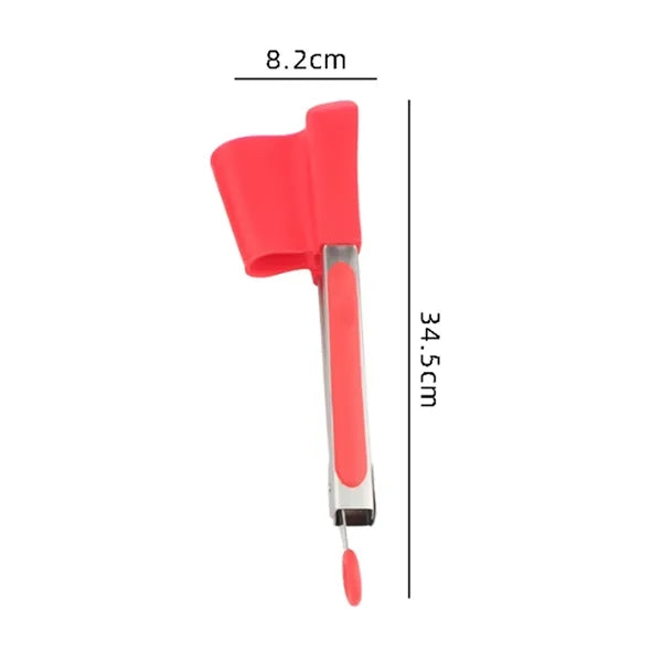 12In 2-in-1 Silicone Spatula Tongs with Locking Mechanism