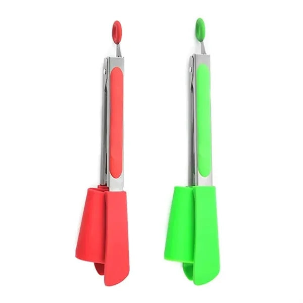 12In 2-in-1 Silicone Spatula Tongs with Locking Mechanism