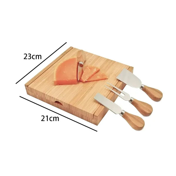 5-Piece Bamboo Cheese Board & Knife Set w/ Storage Case