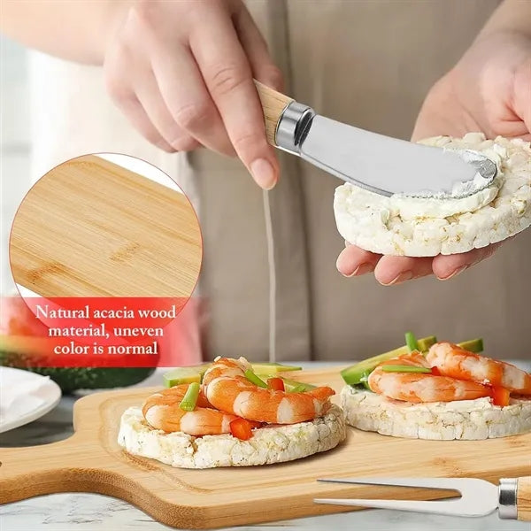 3-Piece Bamboo Cheese Board & Knife Gift Set