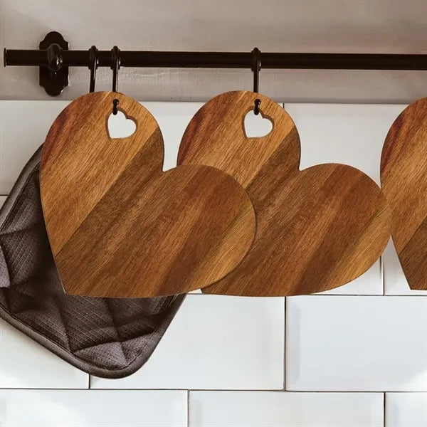 Heart-Shaped Bamboo Cheese Board & Knife Gift Set