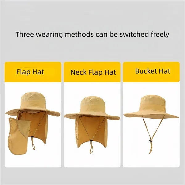 UPF 50+ Bucket Hat with Neck Flap for Men & Women