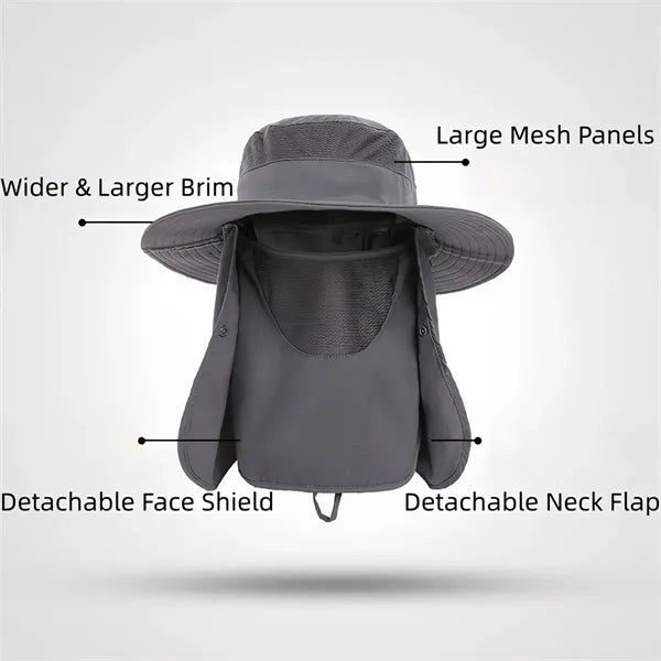 UPF 50+ Bucket Hat with Neck Flap for Men & Women
