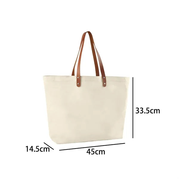 Canvas Tote Bag with PU Leather Handles