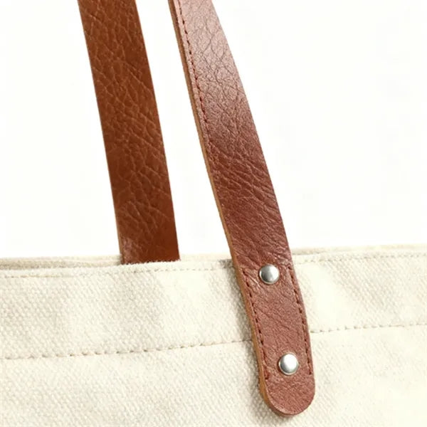 Canvas Tote Bag with PU Leather Handles