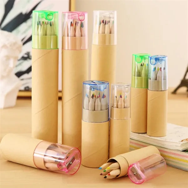 12-Piece Colored Pencils Tube With Sharpener