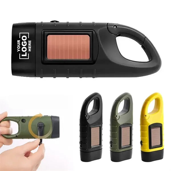 Solar Hand Crank LED Flashlight With Keychain