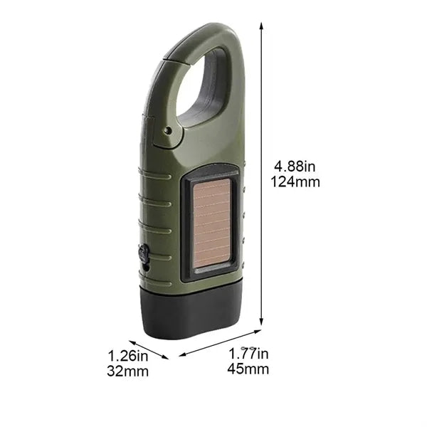 Solar Hand Crank LED Flashlight With Keychain