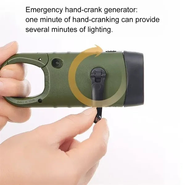 Solar Hand Crank LED Flashlight With Keychain