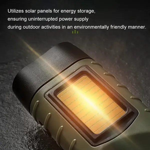 Solar Hand Crank LED Flashlight With Keychain