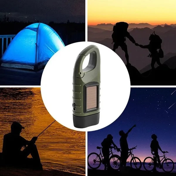 Solar Hand Crank LED Flashlight With Keychain