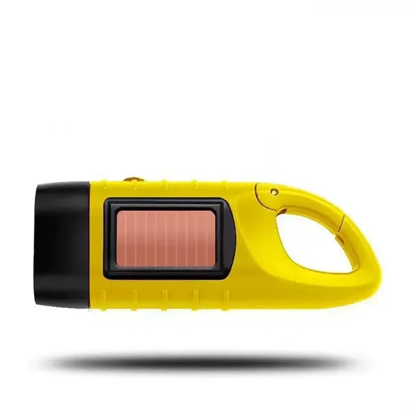 Solar Hand Crank LED Flashlight With Keychain