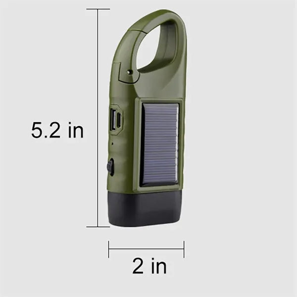 Solar Hand Crank Flashlight With USB Power Bank Keychain