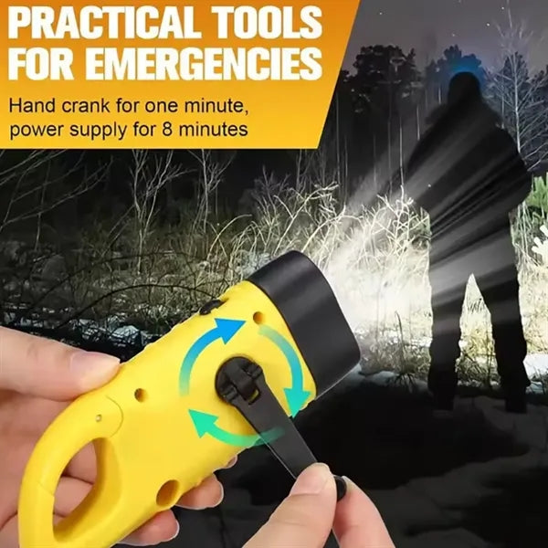 Solar Hand Crank Flashlight With USB Power Bank Keychain