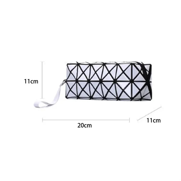 Holographic Geometric PU Leather Cosmetic Pouch