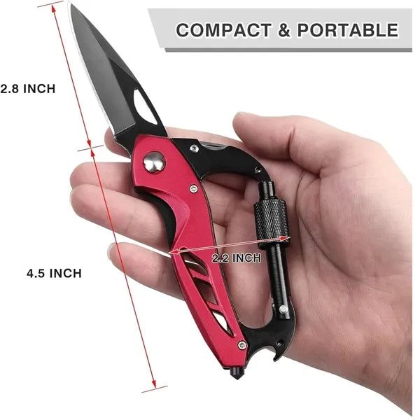 Multitool Carabiner with Folding Knife EDC Keychain Clip