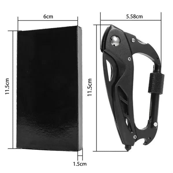 Multitool Carabiner with Folding Knife EDC Keychain Clip