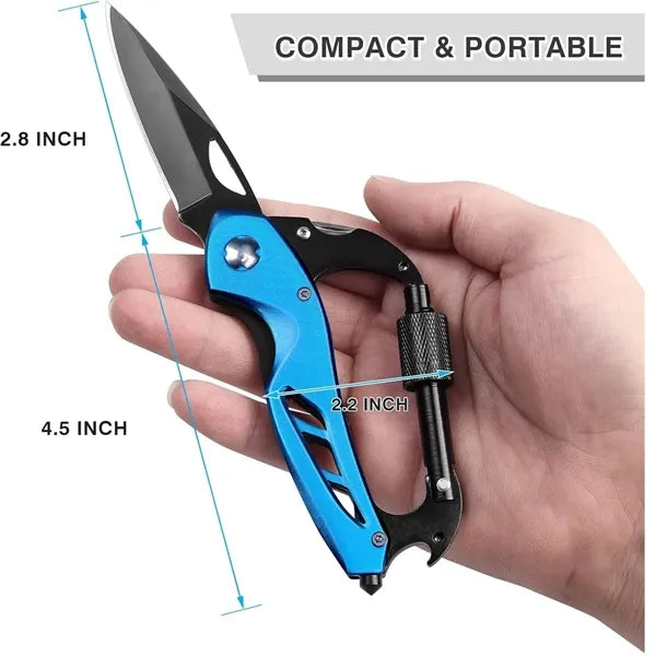 Multitool Carabiner with Folding Knife EDC Keychain Clip