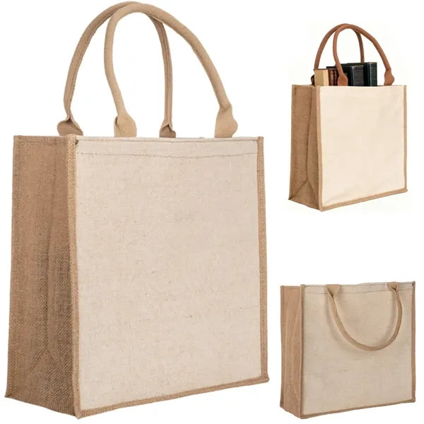 Eco Friendly Jute Tote Bag with Reinforced Handles