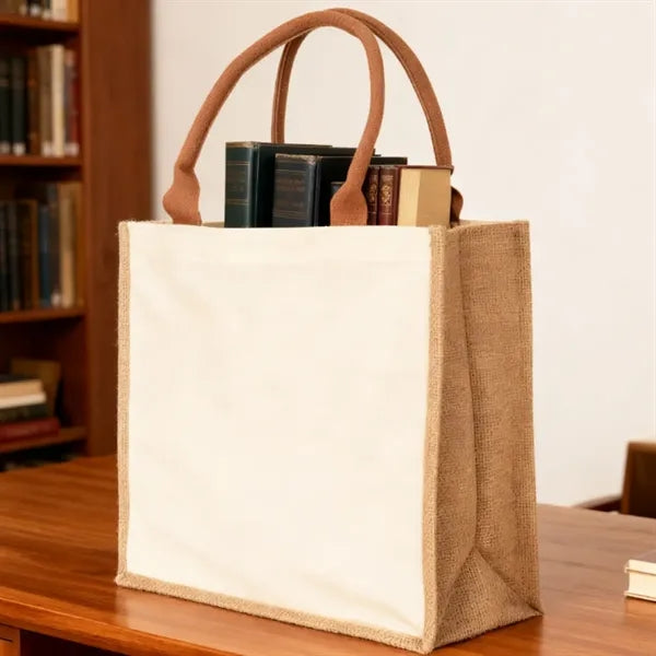 Eco Friendly Jute Tote Bag with Reinforced Handles