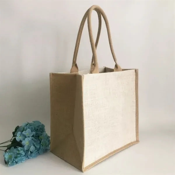 Eco Friendly Jute Tote Bag with Reinforced Handles
