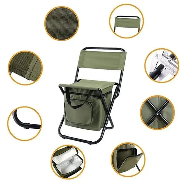 Folding Camping Chair With Insulated Cooler Bag