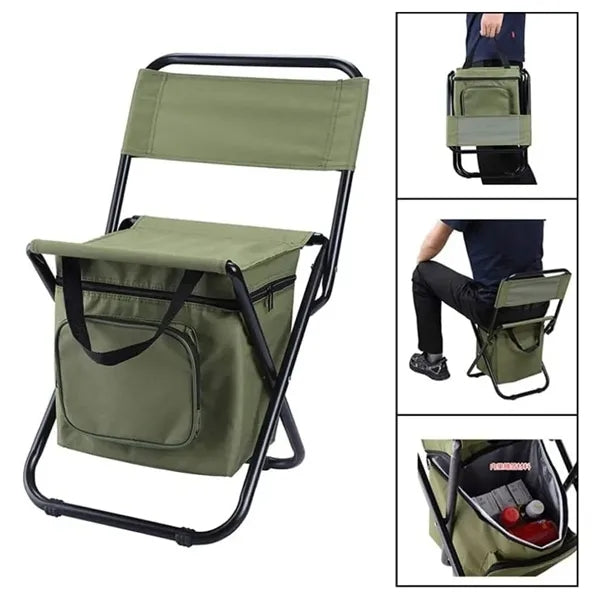 Folding Camping Chair With Insulated Cooler Bag
