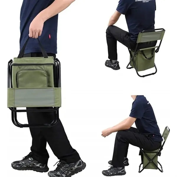 Folding Camping Chair With Insulated Cooler Bag