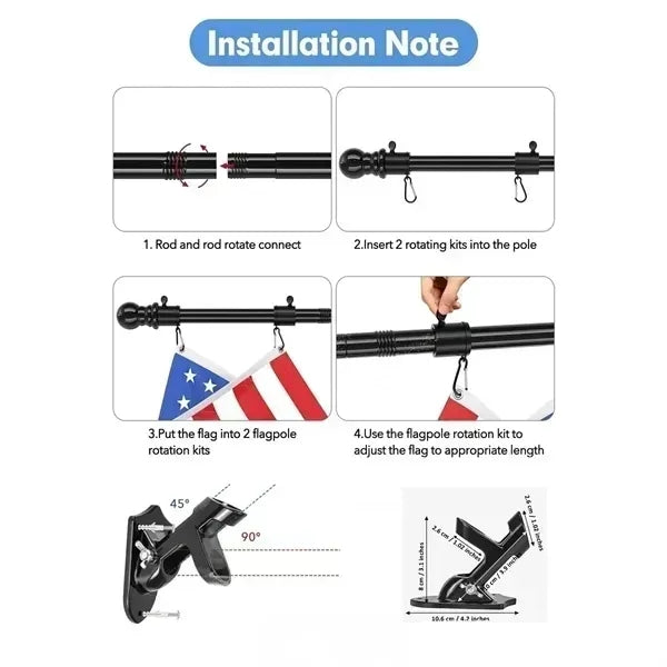 6 Ft Stainless Steel Flagpole Outdoor Flag Kit For House