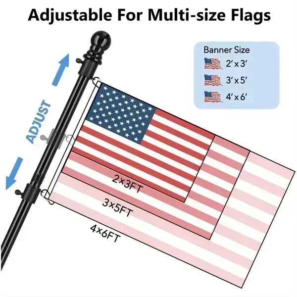 6 Ft Stainless Steel Flagpole Outdoor Flag Kit For House