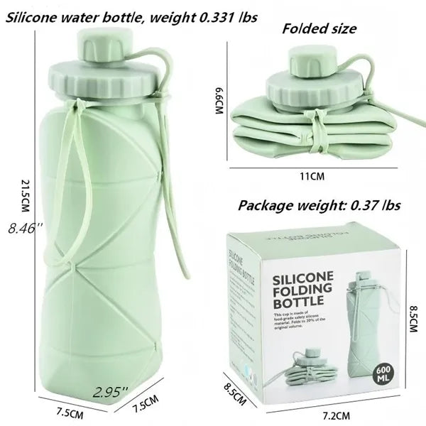 20.28oz Collapsible Silicone Water Bottle Portable Cup