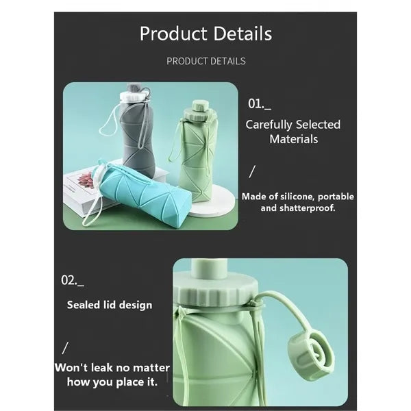 20.28oz Collapsible Silicone Water Bottle Portable Cup