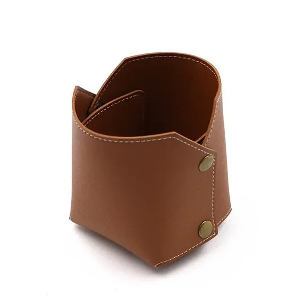 Simple Leather Makeup Brush Organizer Pen Holder with Custom