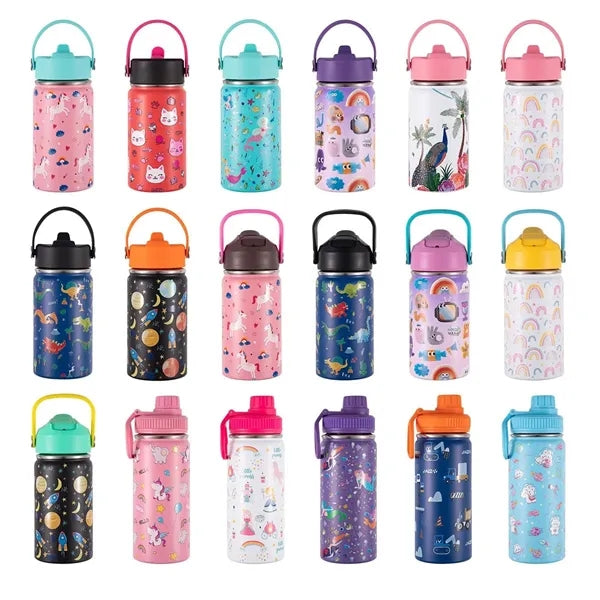 12oz Kids Insulated Water Bottle with Straw Lid and Handle