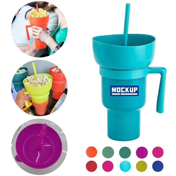 Multifunctional Popcorn Drink Straw Mug