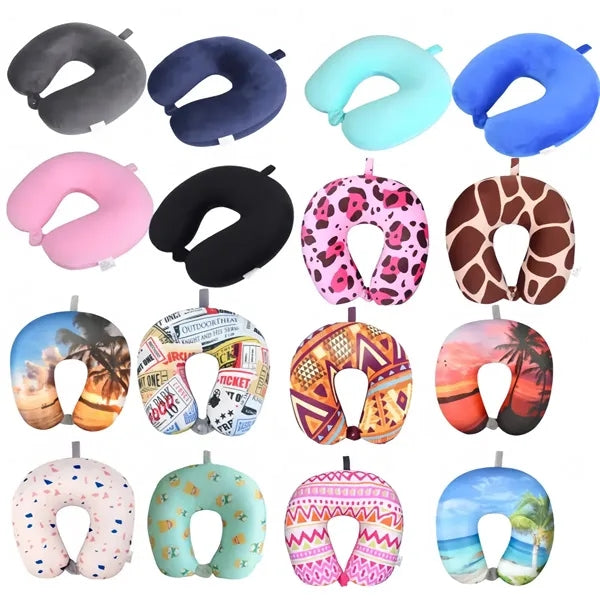 Printed Microbead Travel Neck Pillow, U-Shaped Pillow