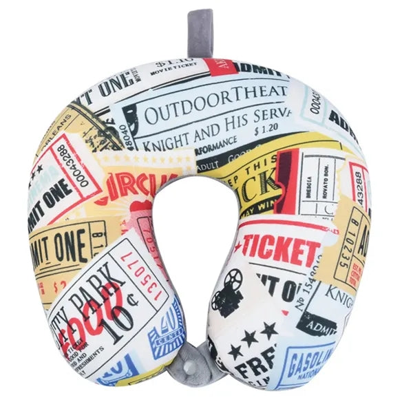 Printed Microbead Travel Neck Pillow, U-Shaped Pillow
