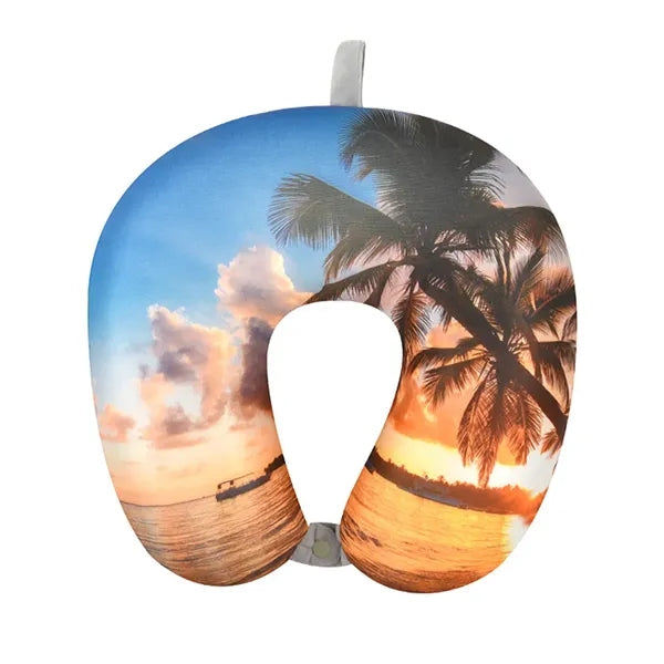 Printed Microbead Travel Neck Pillow, U-Shaped Pillow