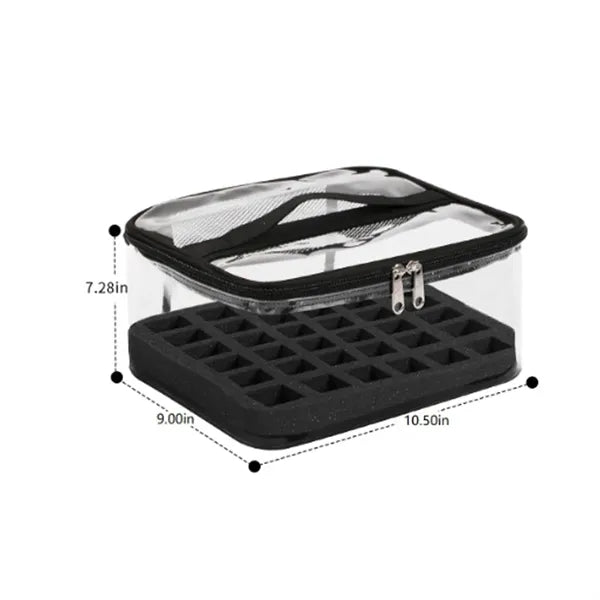 Professional Clear PVC Nail Polish Organizer Carrying Case