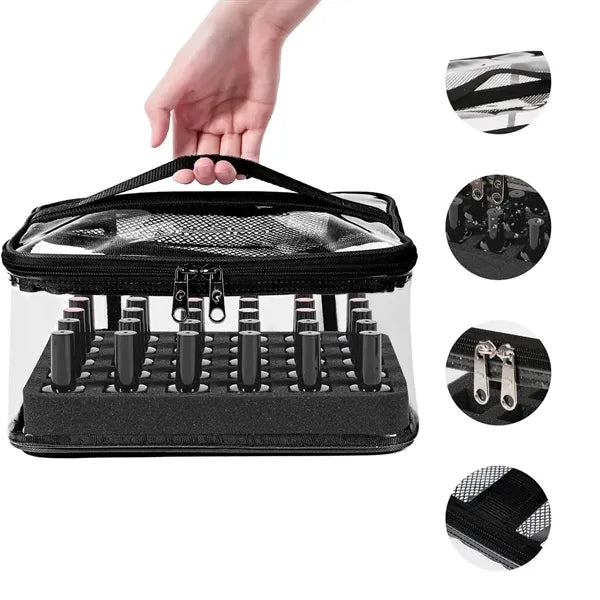 Professional Clear PVC Nail Polish Organizer Carrying Case