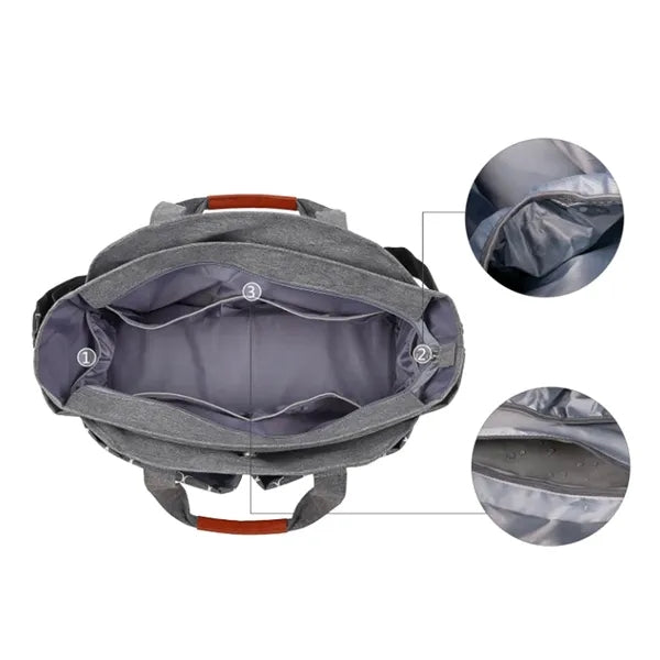 Large Capacity Patterned Diaper Tote Bag With Pacifier Pouch