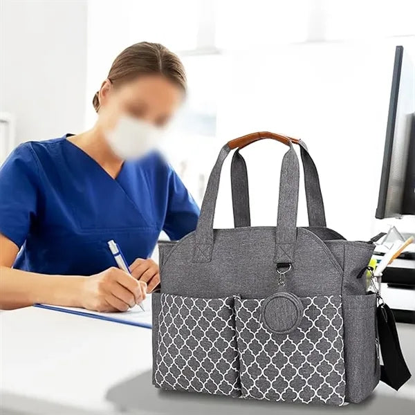 Large Capacity Patterned Diaper Tote Bag With Pacifier Pouch
