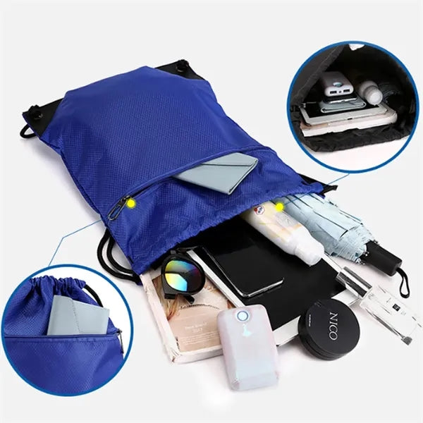 Drawstring Backpack Gym Cinch Sack With Reinforced Corners