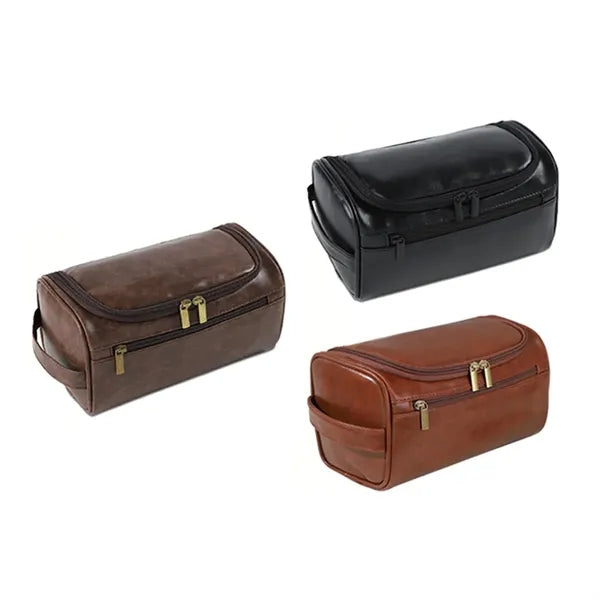 Waterproof PU Leather Large Capacity Toiletry Dopp Kit